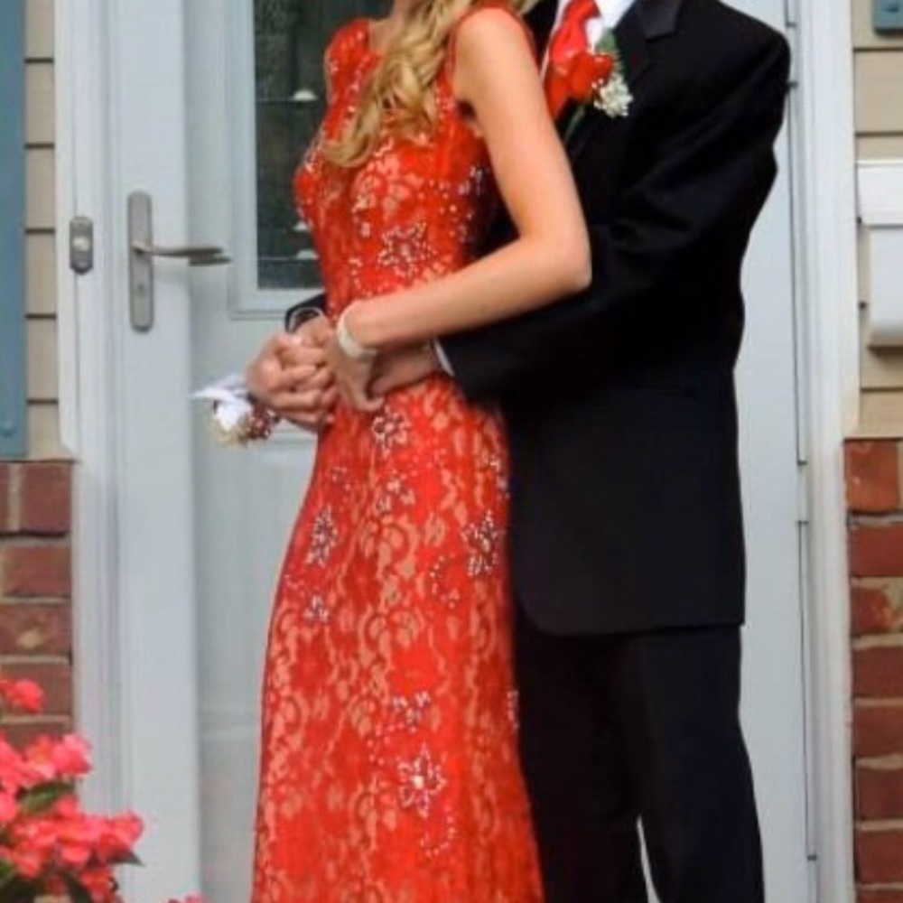 Jovani red lace dress